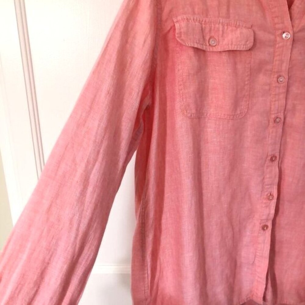 Lands'‎ End 100% Linen Button Up Shirt Size L - Picture 3 of 6